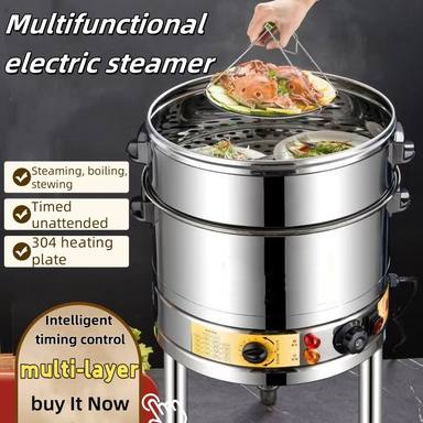 304 不锈钢大容量多层电蒸锅  Stainless steel multi-layer electric steamer