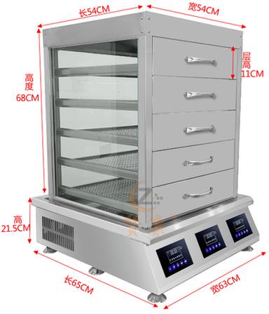 9000W/12000W三控蒸汽炉+5层三面透明玻璃蒸柜